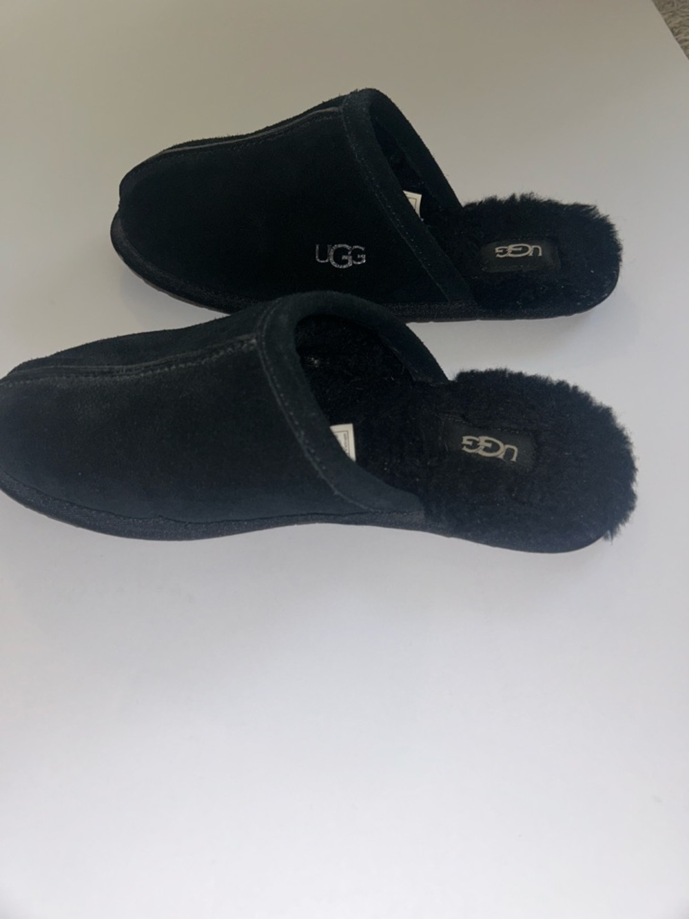 UGG Pearle Black Suede Shearling Mule Women’s Slippers - Picture 4 of 6